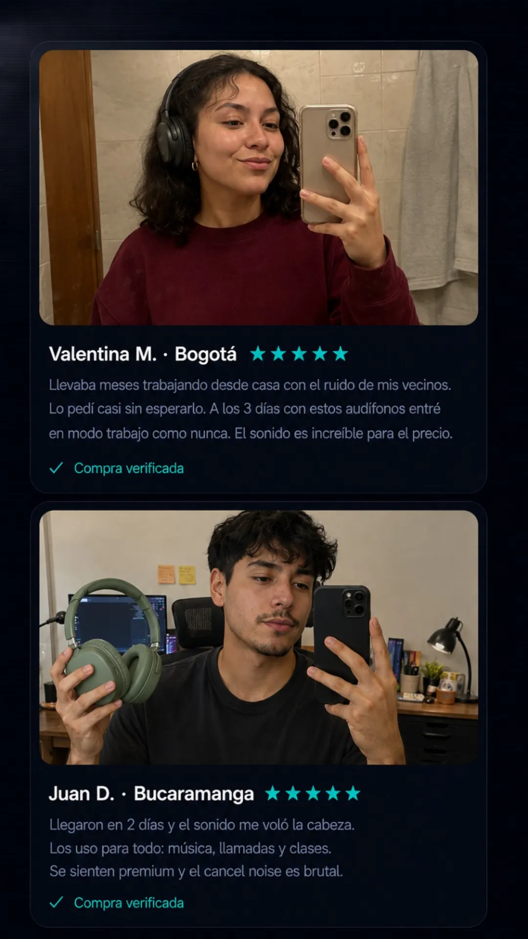 Testimonios verificados de compradores de audífonos