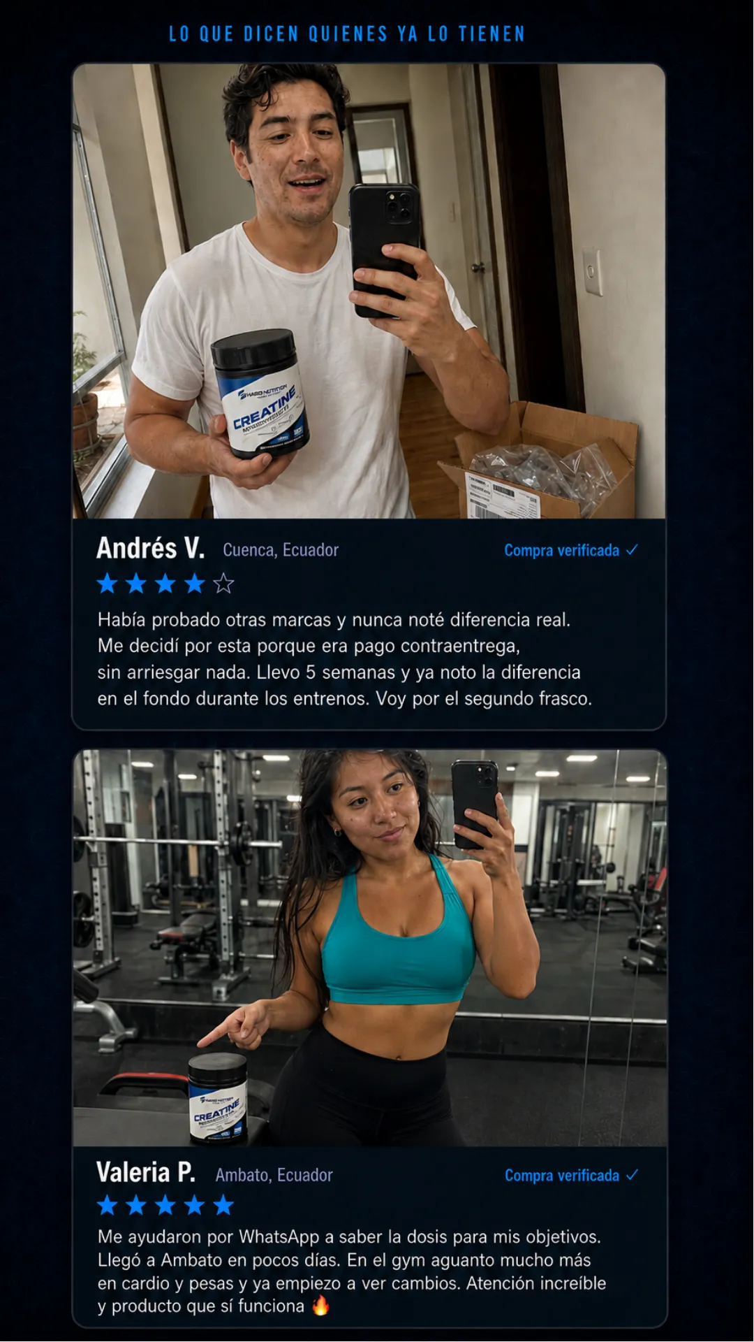 Testimonios de clientes Hard Sport Nutrition 3