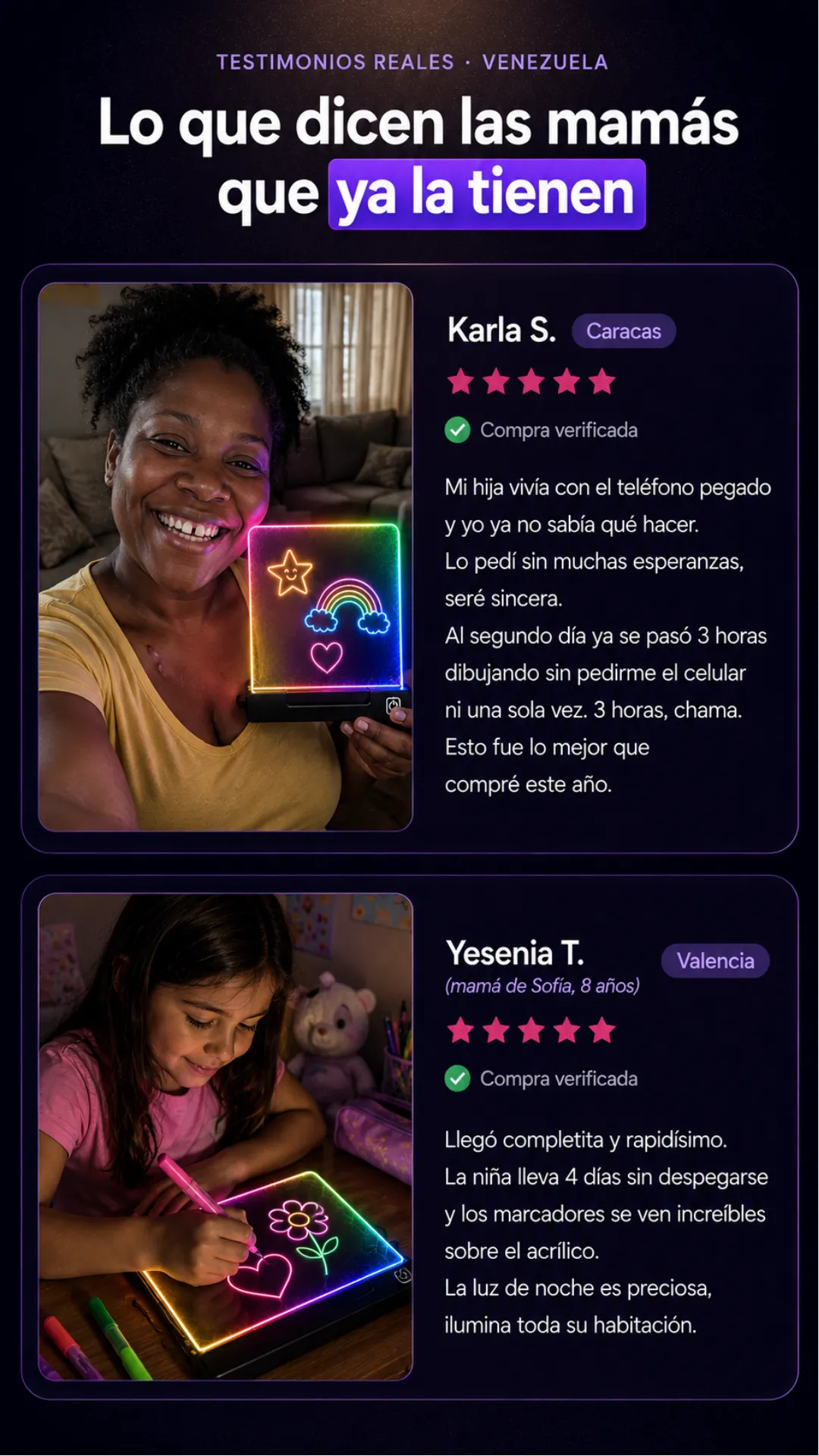 Testimonios reales de compradores de la Pizarra LED Mágica, parte 2