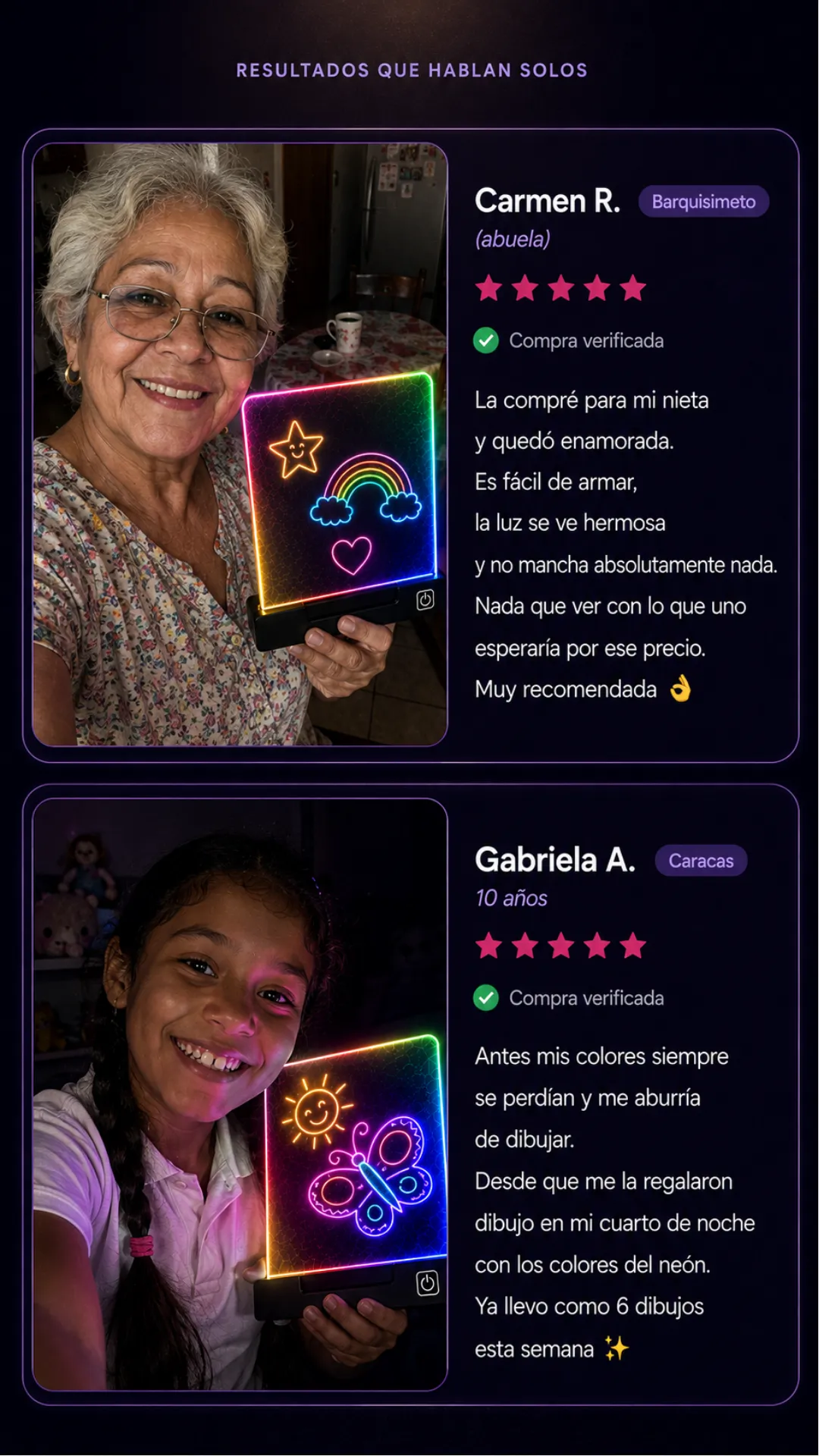Testimonios reales de compradores de la Pizarra LED Mágica, parte 3