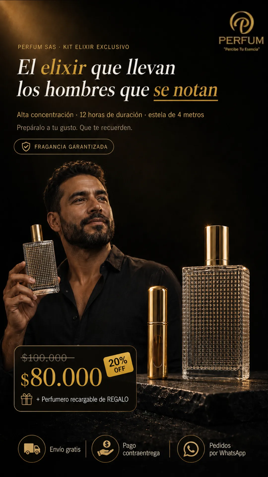 Kit OBSIDIAN con precio especial, perfume, hombre y beneficios principales