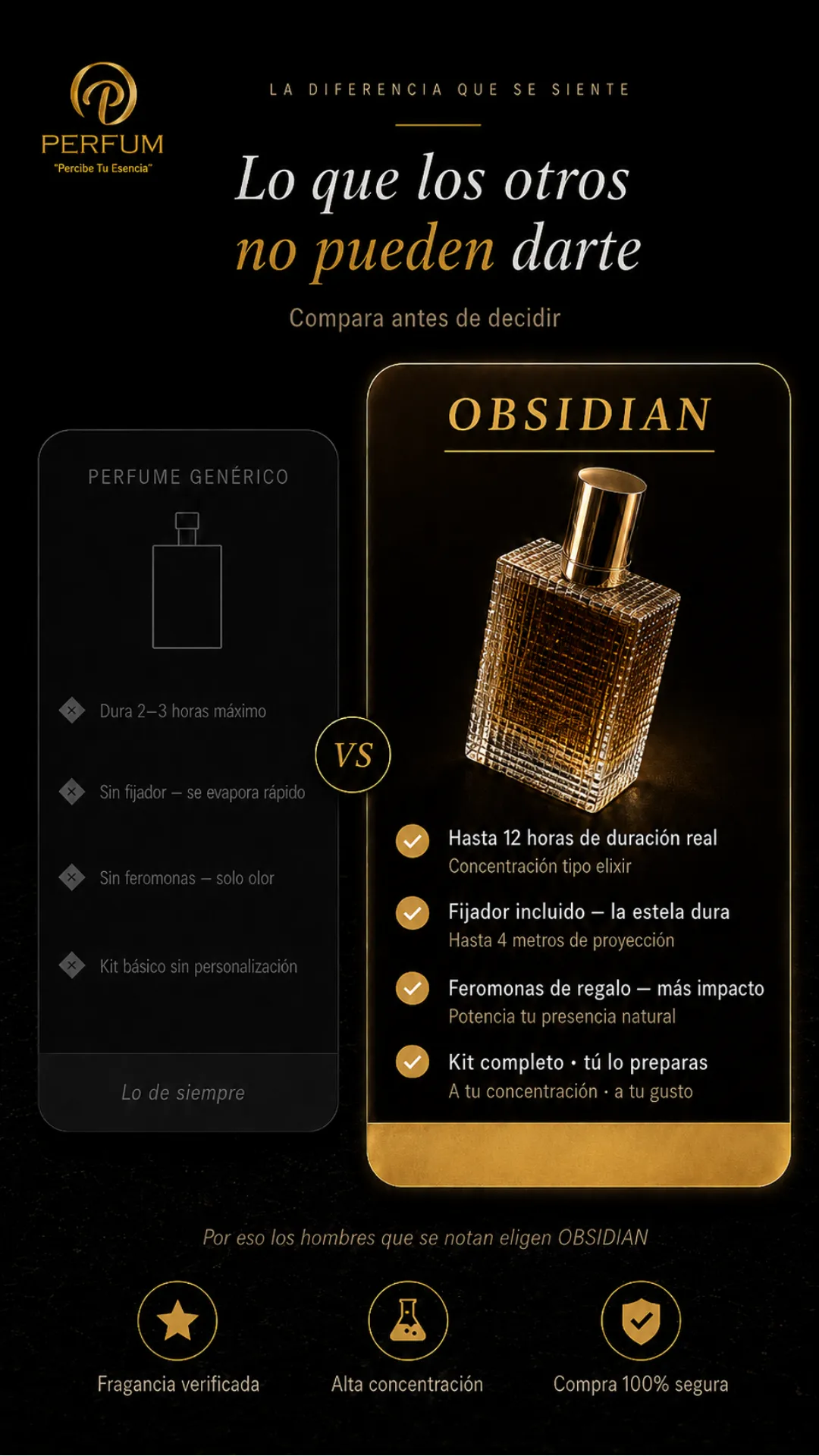 Comparativa entre perfume genérico y OBSIDIAN