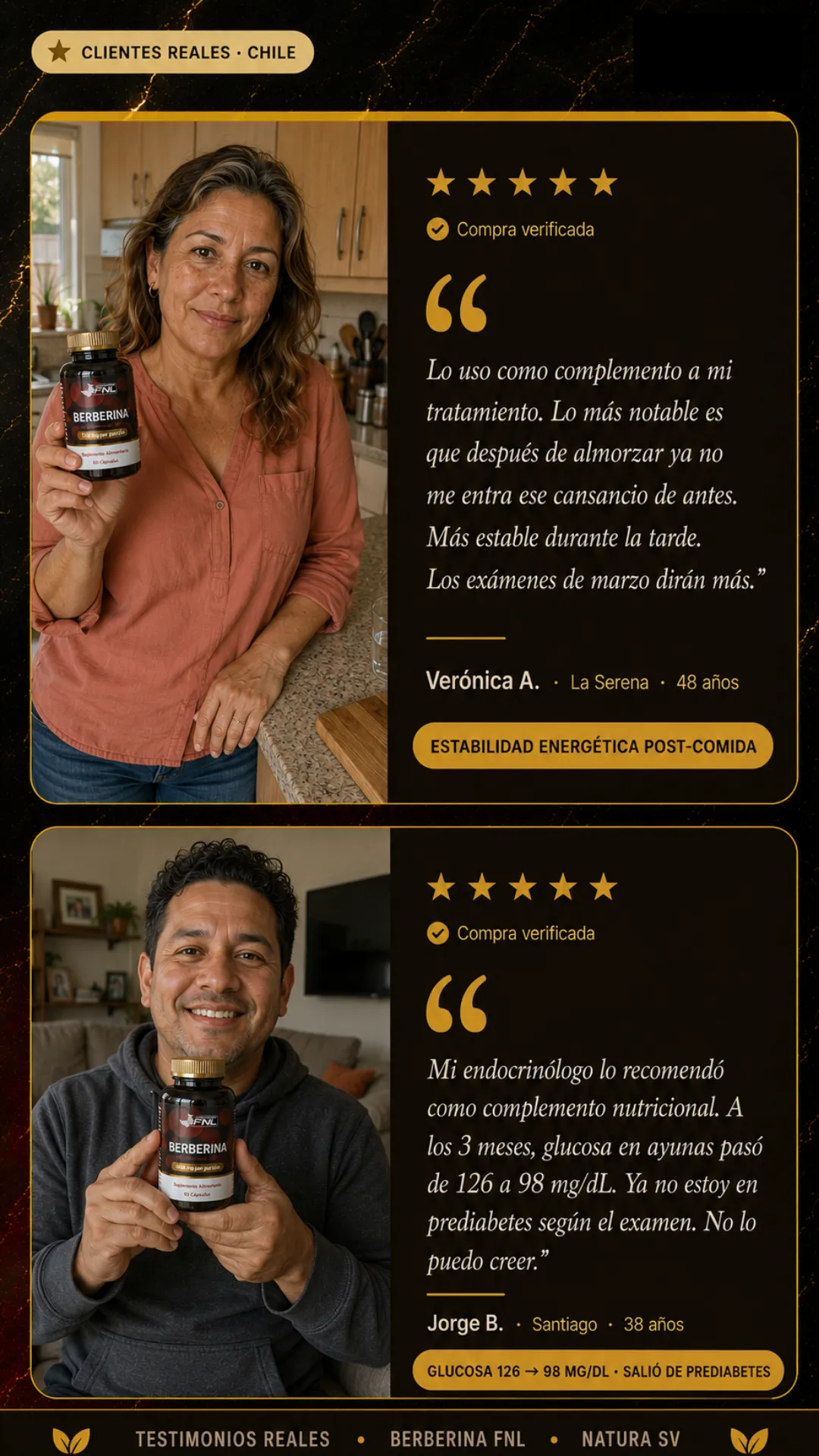 Testimonios de clientes de Berberina FNL, grupo cuatro