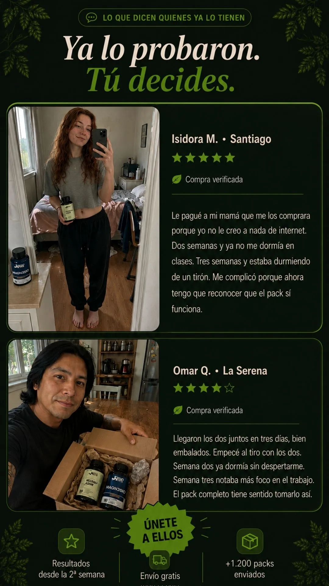 Testimonios verificados de Isidora y Omar.