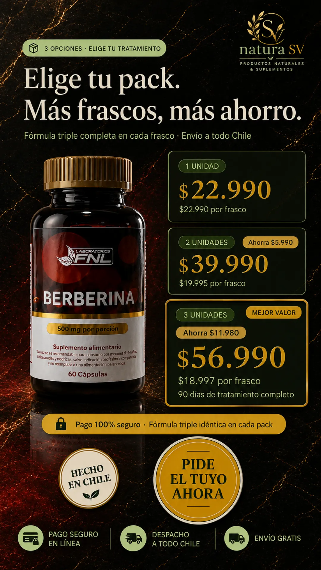 Opciones, packs y precios de Berberina FNL