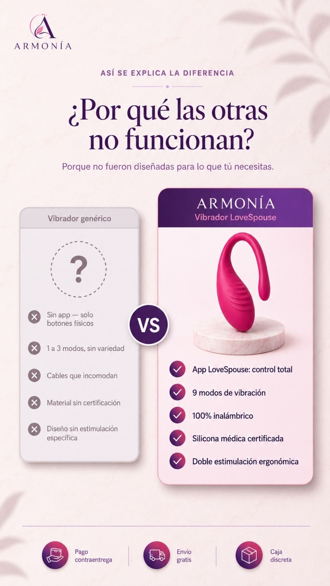 Comparativa entre vibrador genérico y ARMONÍA LoveSpouse